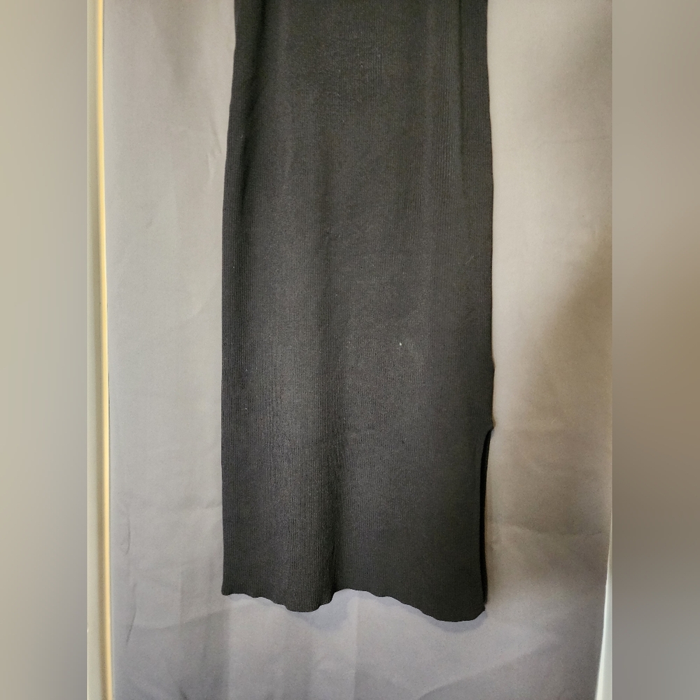 The Drop Dress, Women's Large Black The Drop Ribbed Midi Tank Dress - Picture 3 of 7